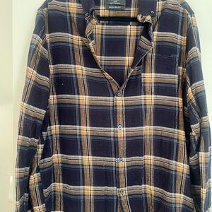 Primark Navy and Yellow Plaid Shirt
